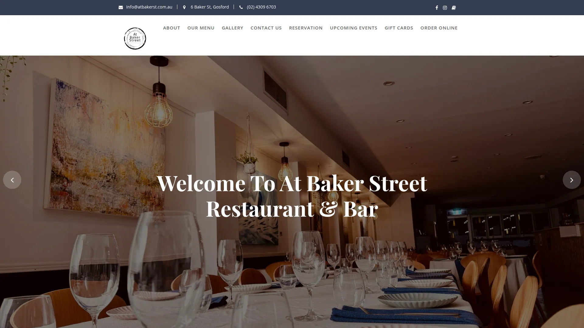 At Baker St Restaurant & Bar, Gosford